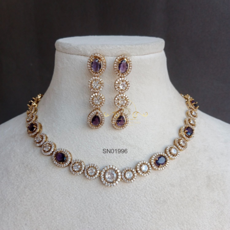 Round AD Purple Stone Necklace