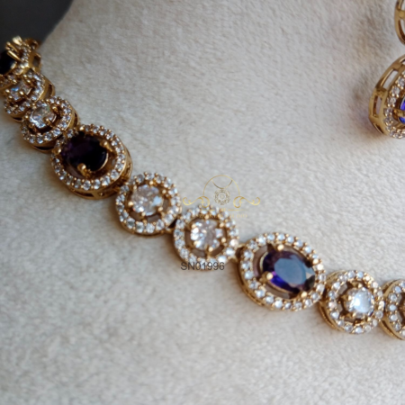 Round AD Purple Stone Necklace