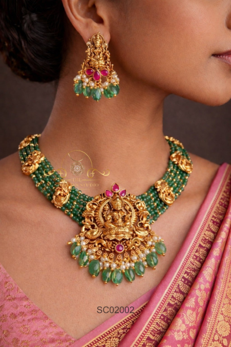 Heritage Green Bead Lakshmi Choker