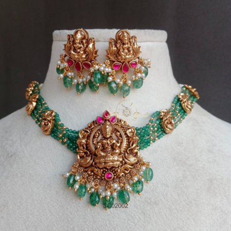 Heritage Green Bead Lakshmi Choker