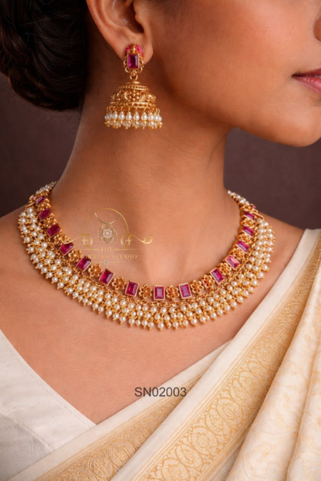 Vintage Ruby Pearl Set