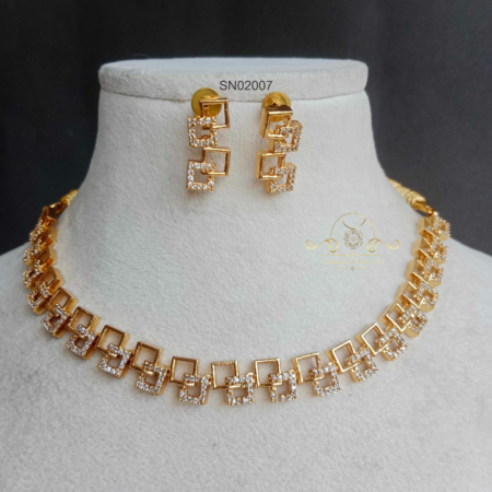 Square Gold and AD Necklace