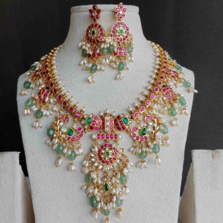 Jadau Guttapusalu Peacock Necklace