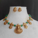 Antique Green Bead Goddess Lakshmi Necklace