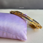 Thin Bangles with White and Blue Stones