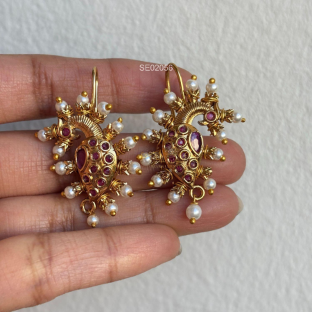 Peaock and Pearl Bugadi Earrings