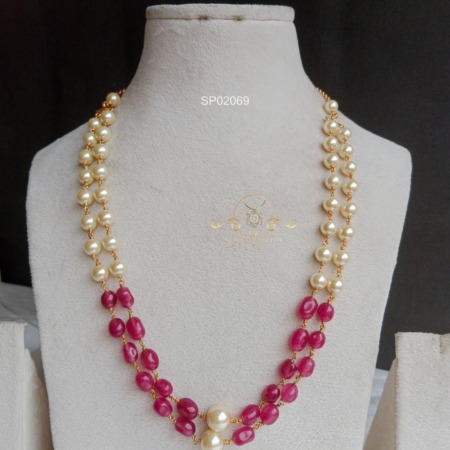 Two Line Pearl and Bead Mala