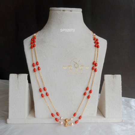 Two Line Pearl and Coral Chain