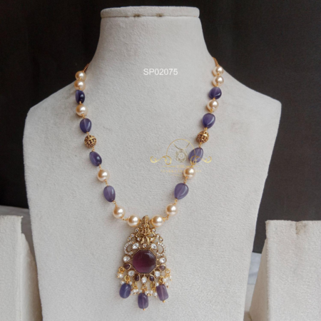 Purple Bead Lakshmi Pearl Mala