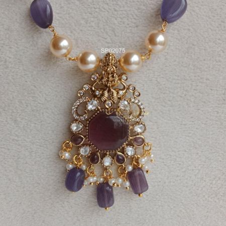 Purple Bead Lakshmi Pearl Mala