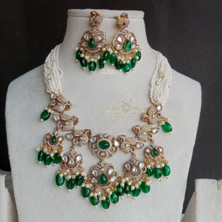 Pearl Peacock Victorian Pendant Necklace