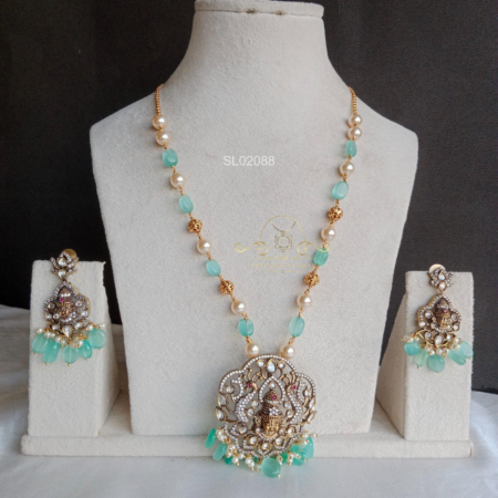 Green Bead Balaji Pendant Haram