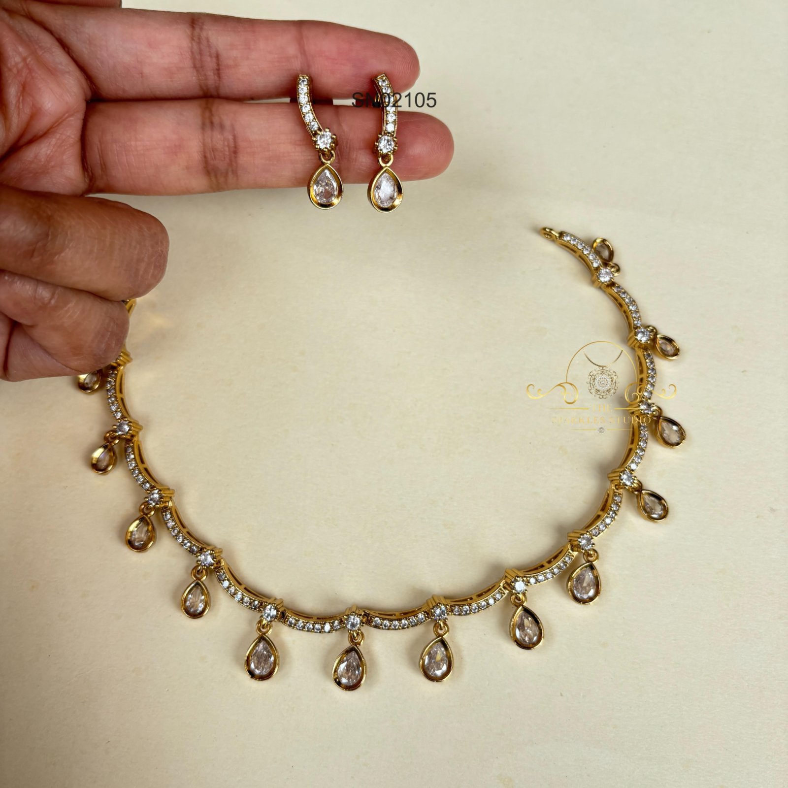 2105_1 AD Drop Necklace Set