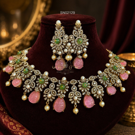 Bridal Pastel Colour AD Neckset