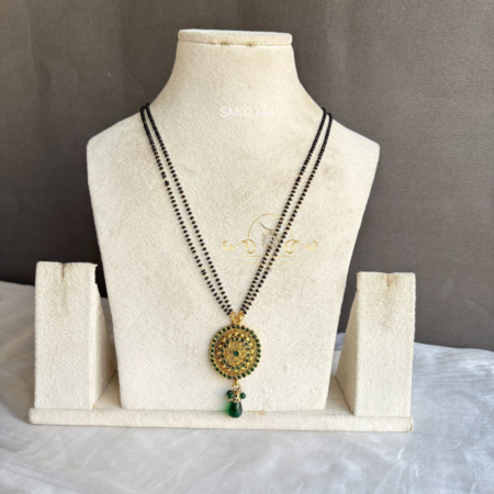 Home 61 Green Stone Pendant Black Bead Chain