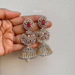 Bridal Long AD Ruby Earrings