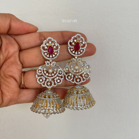 Home 67 Bridal Long AD Ruby Earrings