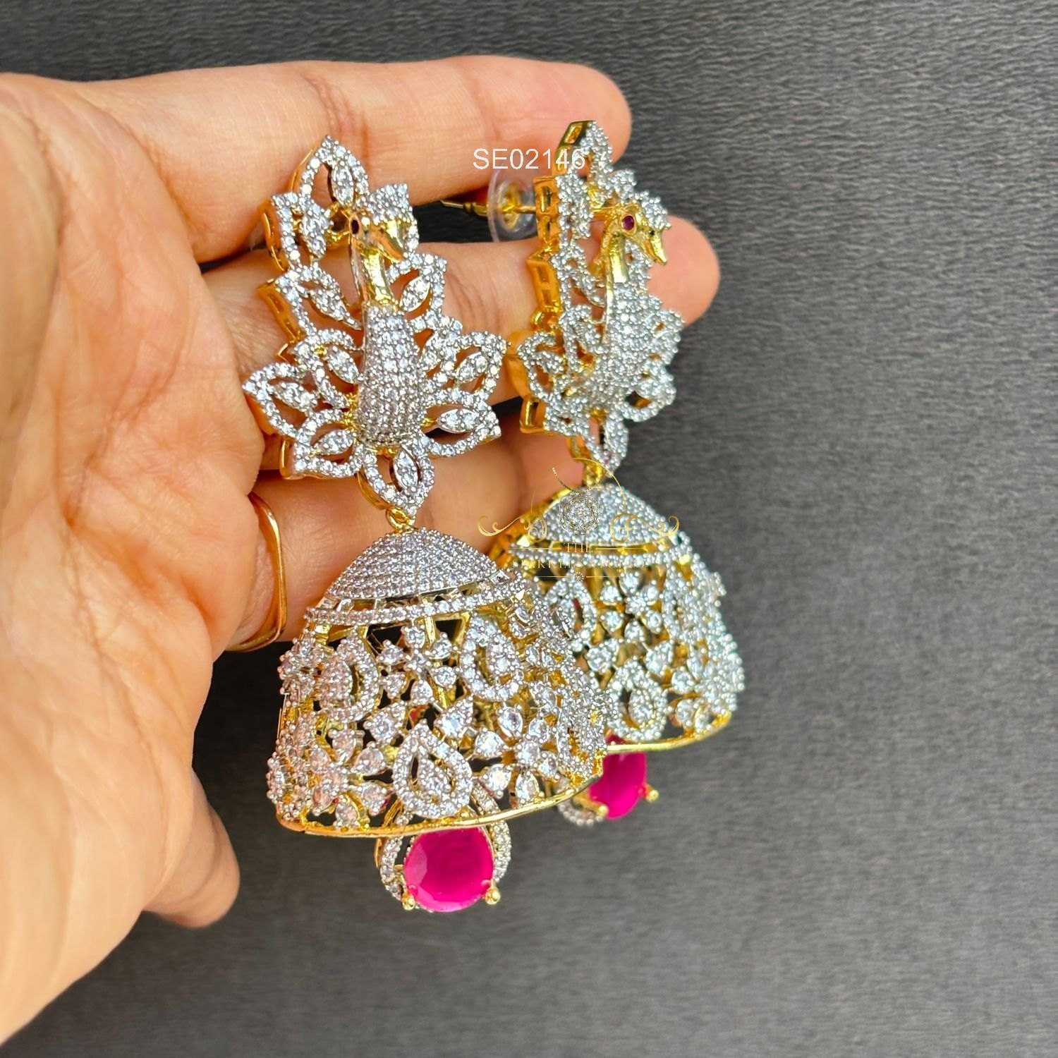 2146_2.webp Bridal Peacock Jhumkis