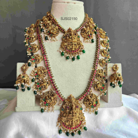 Bridal Kemp Stone Lakshmi Combo Jewellery Set