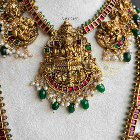 Bridal Kemp Stone Lakshmi Combo Jewellery Set