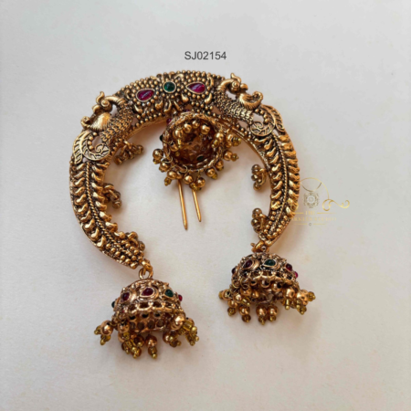 Peacock Tri Jhumki Hair Accessory