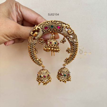 Peacock Tri Jhumki Hair Accessory