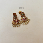 Chandbali in Kemp Stone with Pearl Drops