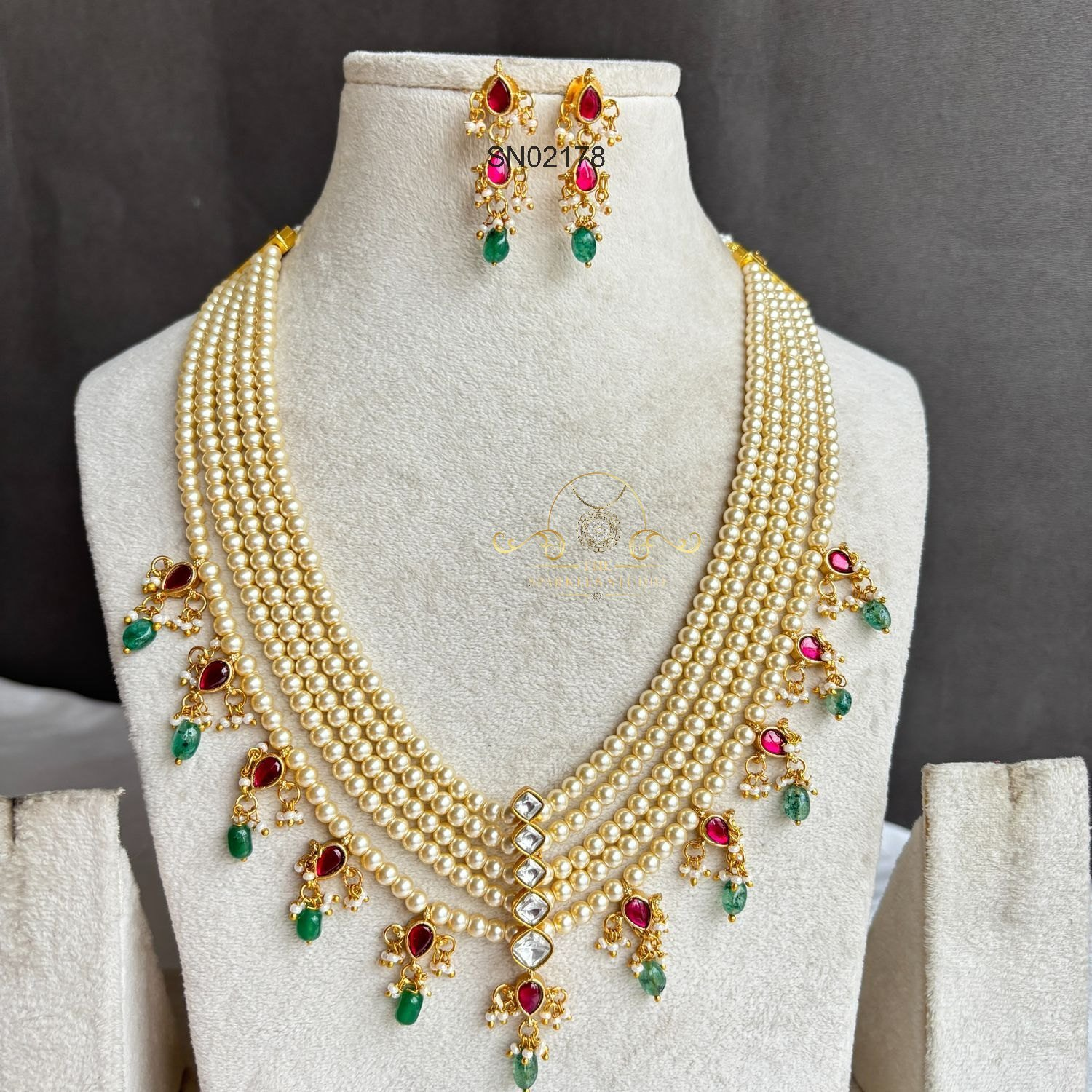 2178_1.webp Five Row Swaroski Pearl Neckset