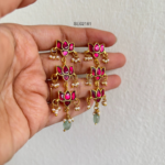 Triple Jadau Lotus Earrings