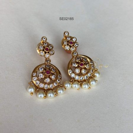 AD Earrings with Pearl Drops