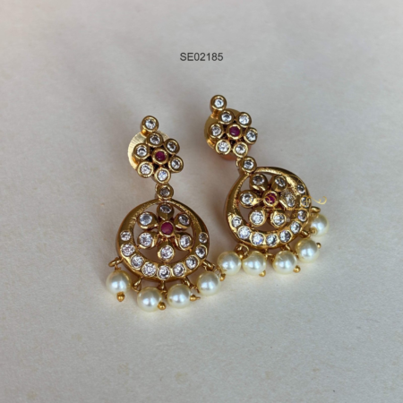 AD Earrings with Pearl Drops