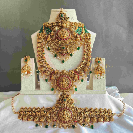 Bridal Green Bead Grand Jewellery Set