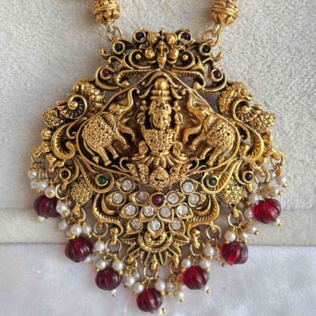 Maroon Beads Lakshmi Haram