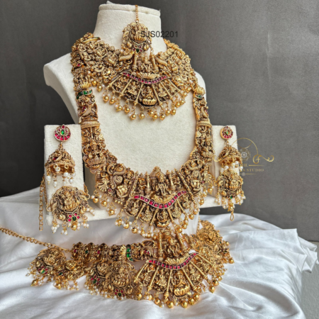 Intricately Designed Ganesha Lakshmi Jewellery Set